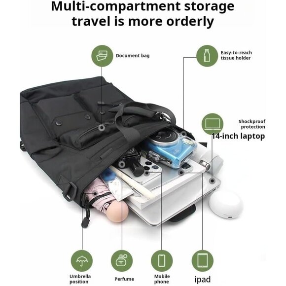 Chic Khaki 14-Inch Laptop Backpack Purse - Organized Travel Companion for Women - Picture 7 of 9